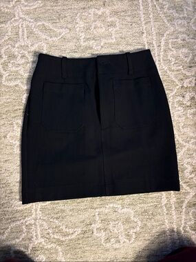 Anthropologie Black Mini Skirt with Front Patch Pockets